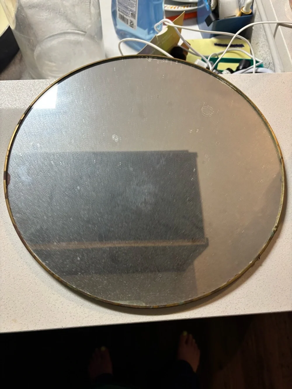 Gold Round Hanging Wall Mirror - Elegant Home Accent